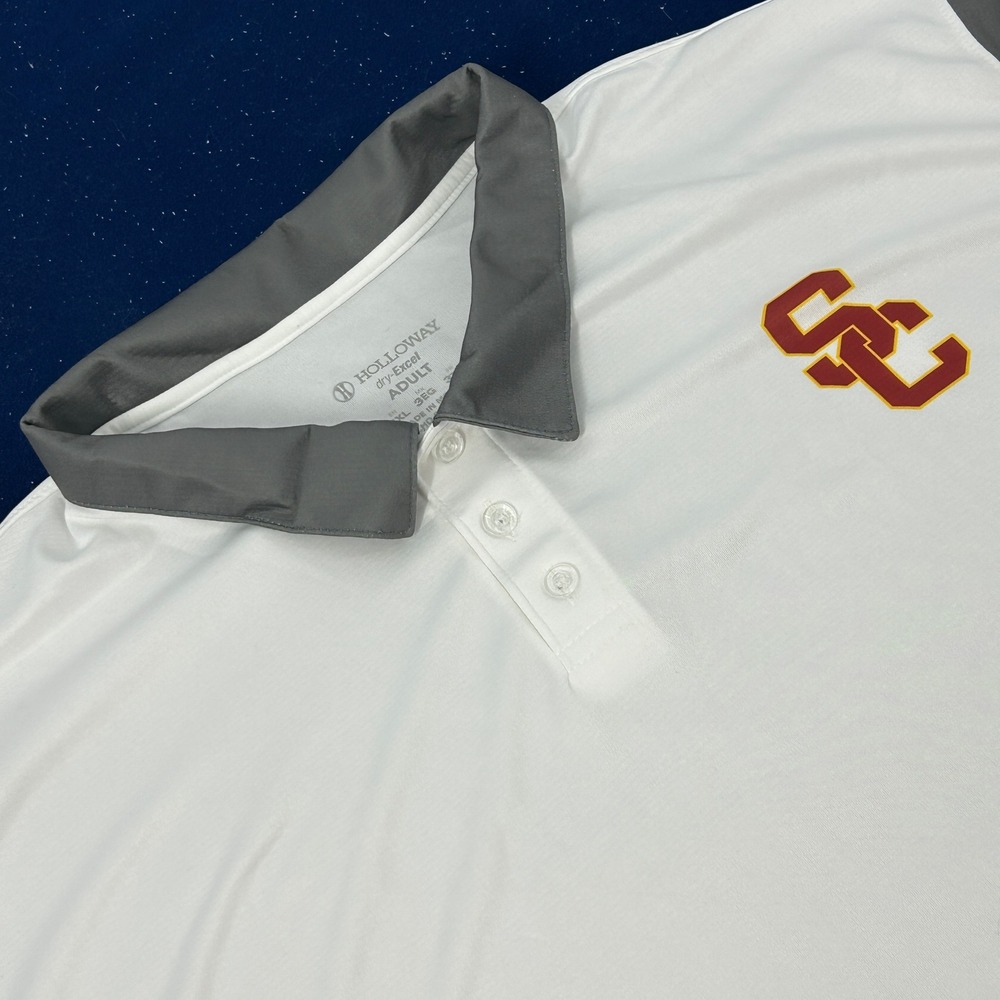 USC Trojans Polo Shirt Mens 3XL White‎ Gray Holloway Dry-Excel NCAA NEW